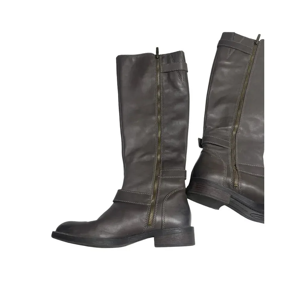 ENZO ANGIOLINI Easayin Leather Knee High Zip Riding Boots Size 7
